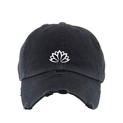 Lotus Flower Vintage Baseball Cap Embroidered Cotton Adjustable Distressed Dad Hat
