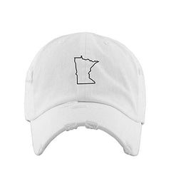 Minnesota Map Outline Dad Vintage Baseball Cap Embroidered Cotton Adjustable Distressed Dad Hat