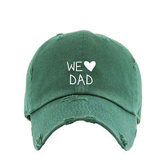 We Heart Dad Vintage Baseball Cap Embroidered Cotton Adjustable Distressed Dad Hat
