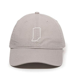 Indiana Map Outline Dad Baseball Cap Embroidered Cotton Adjustable Dad Hat