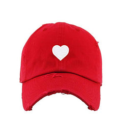 Heart Vintage Baseball Cap Embroidered Cotton Adjustable Distressed Dad Hat