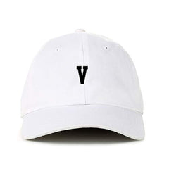 V Initial Letter Baseball Cap Embroidered Cotton Adjustable Dad Hat