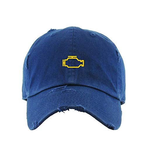 Check Engine Light Vintage Baseball Cap Embroidered Cotton Adjustable Distressed Dad Hat