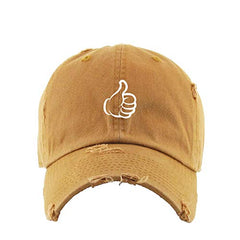 Thumbs Up Vintage Baseball Cap Embroidered Cotton Adjustable Distressed Dad Hat