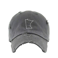 Minnesota Map Outline Dad Vintage Baseball Cap Embroidered Cotton Adjustable Distressed Dad Hat
