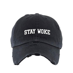 Stay Woke Vintage Baseball Cap Embroidered Cotton Adjustable Distressed Dad Hat