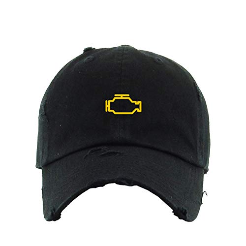 Check Engine Light Vintage Baseball Cap Embroidered Cotton Adjustable Distressed Dad Hat