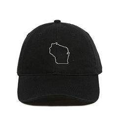 Wisconsin Map Outline Dad Baseball Cap Embroidered Cotton Adjustable Dad Hat