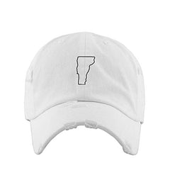 Vermont Map Outline Dad Vintage Baseball Cap Embroidered Cotton Adjustable Distressed Dad Hat