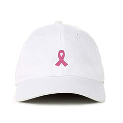 Pink Ribbon Baseball Cap Embroidered Cotton Adjustable Dad Hat
