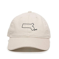 Massachusetts Map Outline Dad Baseball Cap Embroidered Cotton Adjustable Dad Hat