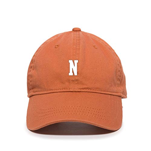 N Initial Letter Baseball Cap Embroidered Cotton Adjustable Dad Hat