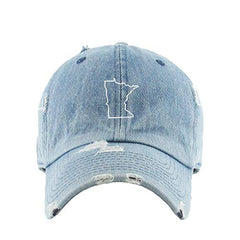 Minnesota Map Outline Dad Vintage Baseball Cap Embroidered Cotton Adjustable Distressed Dad Hat