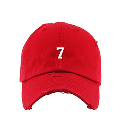 #7 Jersey Number Dad Vintage Baseball Cap Embroidered Cotton Adjustable Distressed Dad Hat