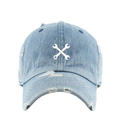 Mechanic Wrench Vintage Baseball Cap Embroidered Cotton Adjustable Distressed Dad Hat