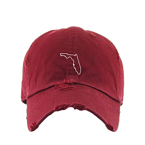Florida Map Outline Dad Vintage Baseball Cap Embroidered Cotton Adjustable Distressed Dad Hat
