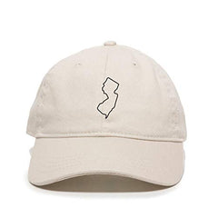 New Jersey Map Outline Dad Baseball Cap Embroidered Cotton Adjustable Dad Hat