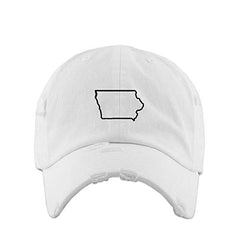 Iowa Map Outline Dad Vintage Baseball Cap Embroidered Cotton Adjustable Distressed Dad Hat