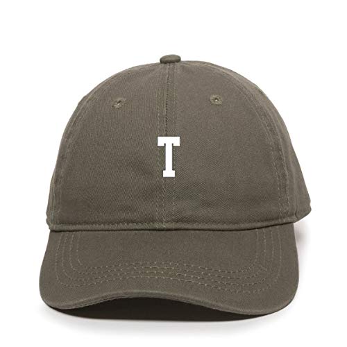 T Initial Letter Baseball Cap Embroidered Cotton Adjustable Dad Hat