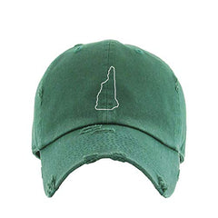 New Hampshire Map Outline Dad Vintage Baseball Cap Embroidered Cotton Adjustable Distressed Dad Hat