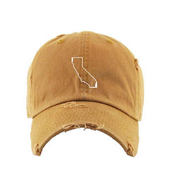 California Map Outline Dad Vintage Baseball Cap Embroidered Cotton Adjustable Distressed Dad Hat