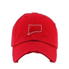Connecticut Map Outline Dad Vintage Baseball Cap Embroidered Cotton Adjustable Distressed Dad Hat