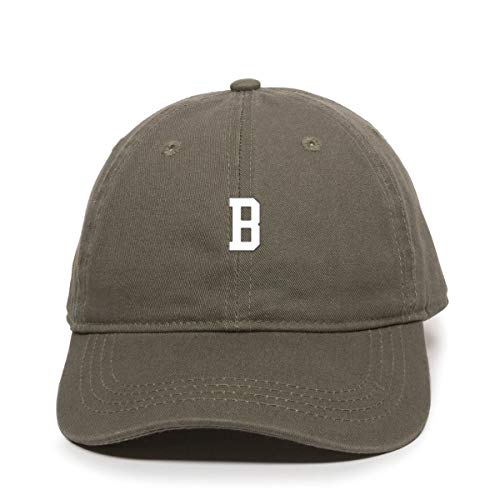 B Initial Letter Baseball Cap Embroidered Cotton Adjustable Dad Hat