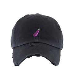 Eggplant Vintage Baseball Cap Embroidered Cotton Adjustable Distressed Dad Hat