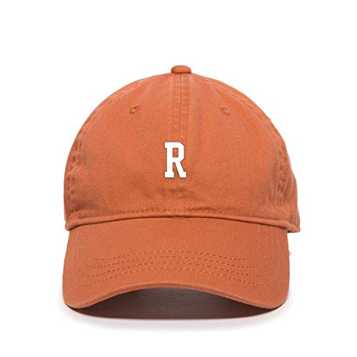 R Initial Letter Baseball Cap Embroidered Cotton Adjustable Dad Hat