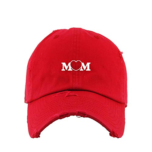 Mom Heart Vintage Baseball Cap Embroidered Cotton Adjustable Distressed Dad Hat