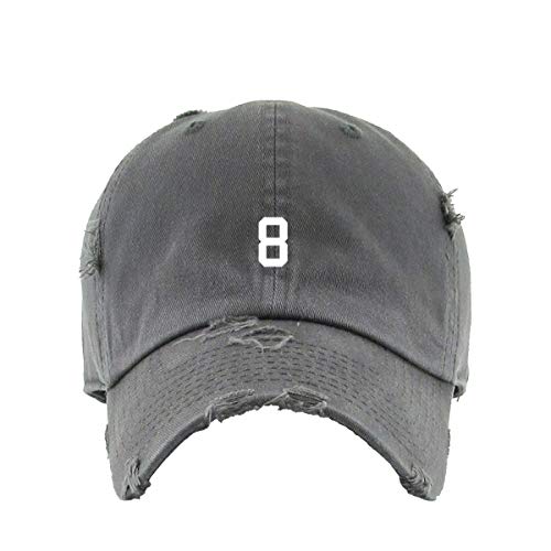 #8 Jersey Number Dad Vintage Baseball Cap Embroidered Cotton Adjustable Distressed Dad Hat
