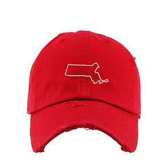 Massachusetts Map Outline Dad Vintage Baseball Cap Embroidered Cotton Adjustable Distressed Dad Hat