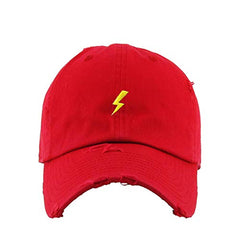 Lightning Vintage Baseball Cap Embroidered Cotton Adjustable Distressed Dad Hat