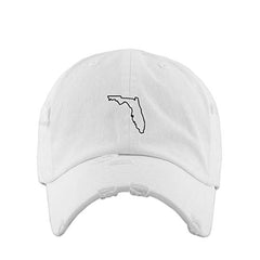 Florida Map Outline Dad Vintage Baseball Cap Embroidered Cotton Adjustable Distressed Dad Hat