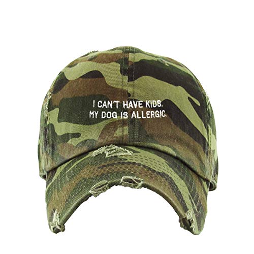 Dog is Allergic No Kids Vintage Baseball Cap Embroidered Cotton Adjustable Distressed Dad Hat