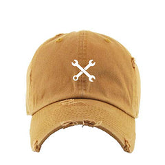 Mechanic Wrench Vintage Baseball Cap Embroidered Cotton Adjustable Distressed Dad Hat