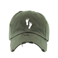 Footprints Vintage Baseball Cap Embroidered Cotton Adjustable Distressed Dad Hat