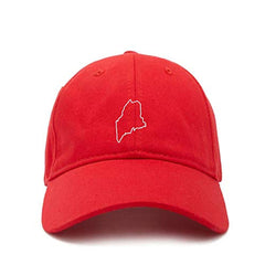 Maine Map Outline Dad Baseball Cap Embroidered Cotton Adjustable Dad Hat