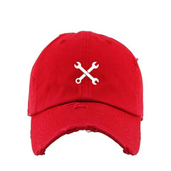 Mechanic Wrench Vintage Baseball Cap Embroidered Cotton Adjustable Distressed Dad Hat