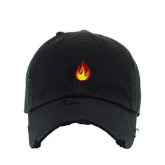 Flame Vintage Baseball Cap Embroidered Cotton Adjustable Distressed Dad Hat