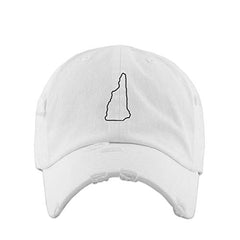 New Hampshire Map Outline Dad Vintage Baseball Cap Embroidered Cotton Adjustable Distressed Dad Hat
