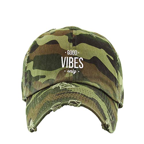 Good Vibes Only Vintage Baseball Cap Embroidered Cotton Adjustable Distressed Dad Hat