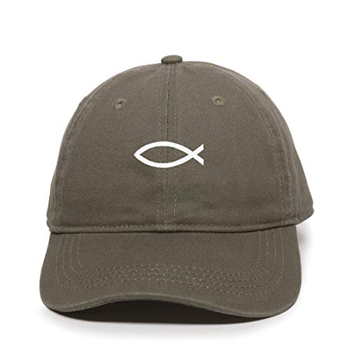 Jesus Fish Dad Baseball Cap Embroidered Cotton Adjustable Dad Hat