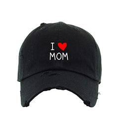 I Love Mom Vintage Baseball Cap Embroidered Cotton Adjustable Distressed Dad Hat