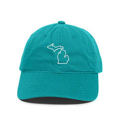 Michigan Map Outline Dad Baseball Cap Embroidered Cotton Adjustable Dad Hat