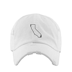 California Map Outline Dad Vintage Baseball Cap Embroidered Cotton Adjustable Distressed Dad Hat