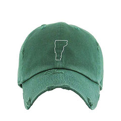 Vermont Map Outline Dad Vintage Baseball Cap Embroidered Cotton Adjustable Distressed Dad Hat