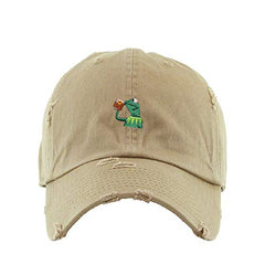 Kermit The Frog Vintage Baseball Cap Embroidered Cotton Adjustable Distressed Dad Hat
