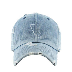 California Map Outline Dad Vintage Baseball Cap Embroidered Cotton Adjustable Distressed Dad Hat