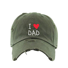 I Heart Dad Vintage Baseball Cap Embroidered Cotton Adjustable Distressed Dad Hat